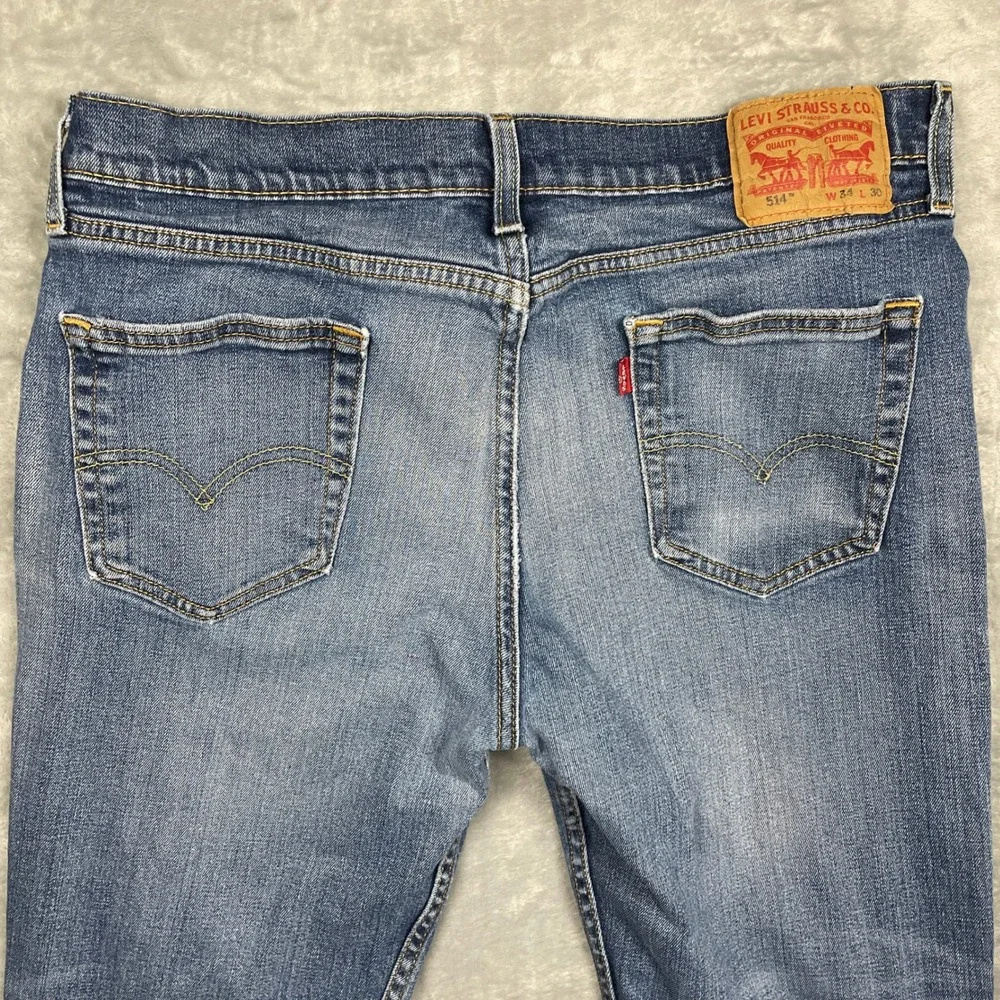 Levis 514 Straight Fit Jeans Mens 34x30 Blue‎ Medium Wash Denim Pants